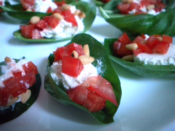 Summery basil chevre appetizer. writes4foodwrites4food