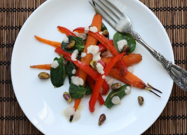 salad recipe with roasted carrots and peppers