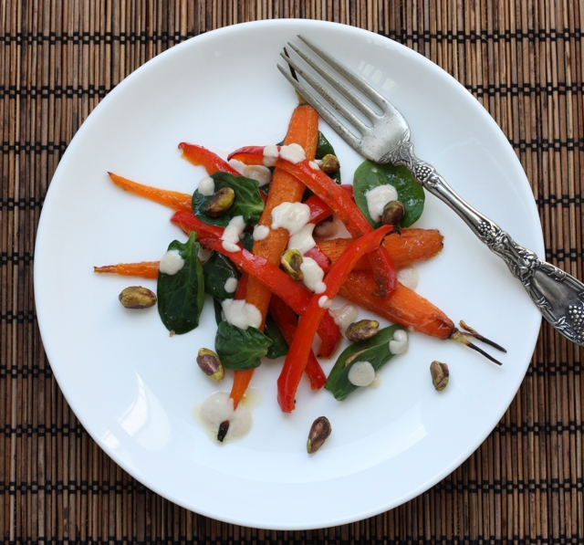 salad recipe with roasted carrots and peppers