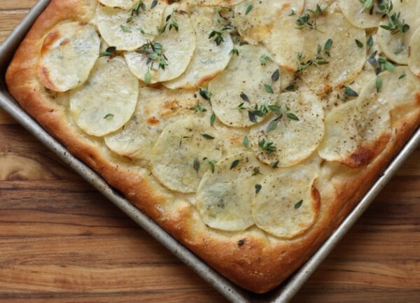 easy potato-topped homemade focaccia recipe | writes4food.com