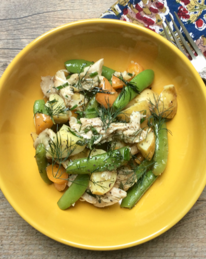 recipe for roast chicken salad with seasonal vegetables