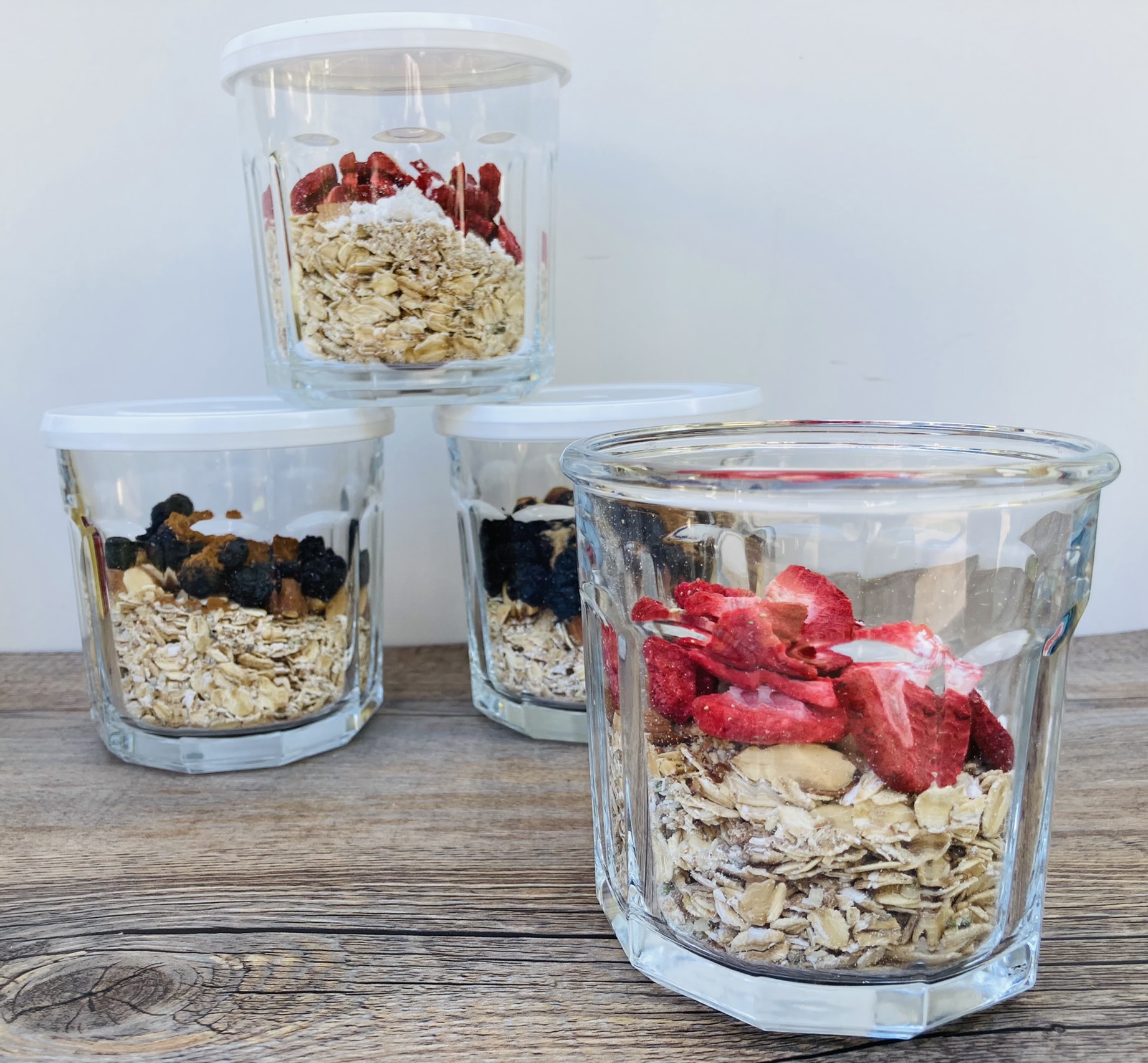 photo of glass jars with instant oatmeal